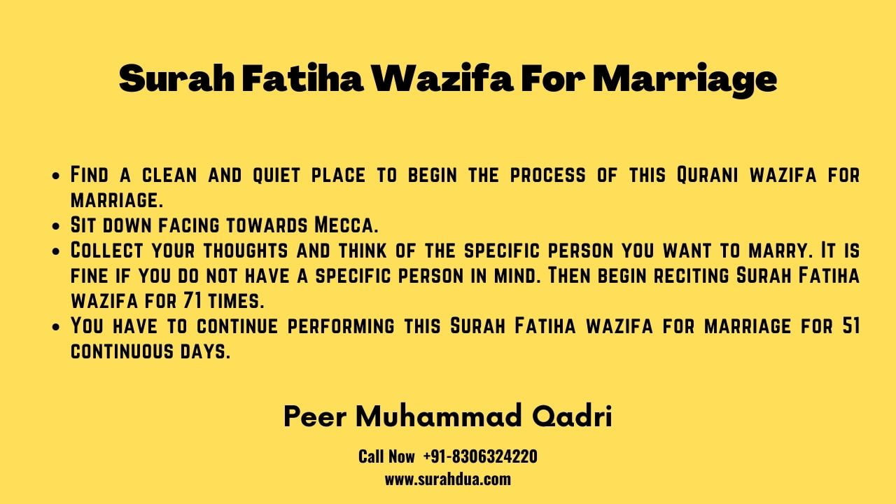 Surah Fatiha Wazifa For Marriage