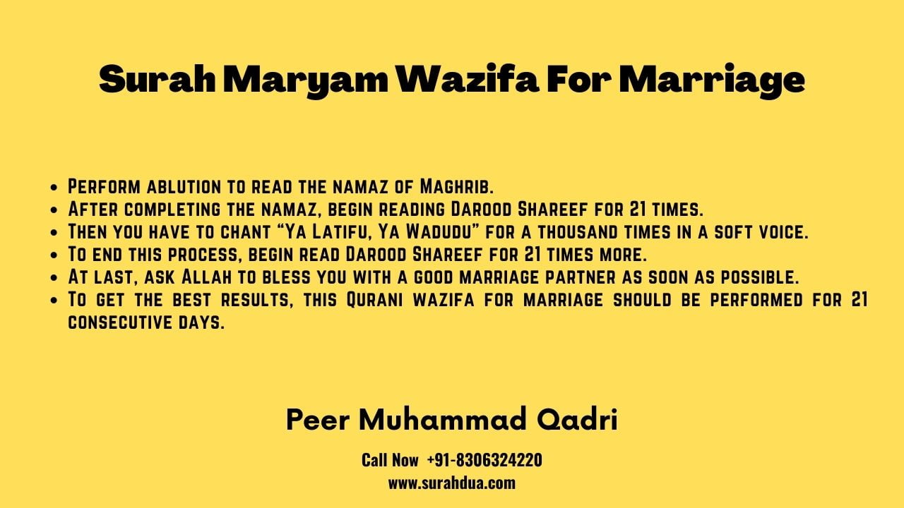 Surah Maryam Wazifa For Marriage